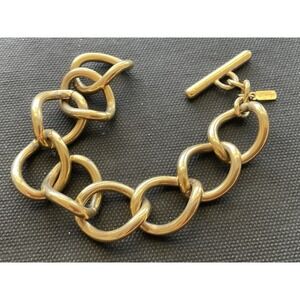 Signed Monet vintage gold-toned chunky chain link bracelet Estate Costume